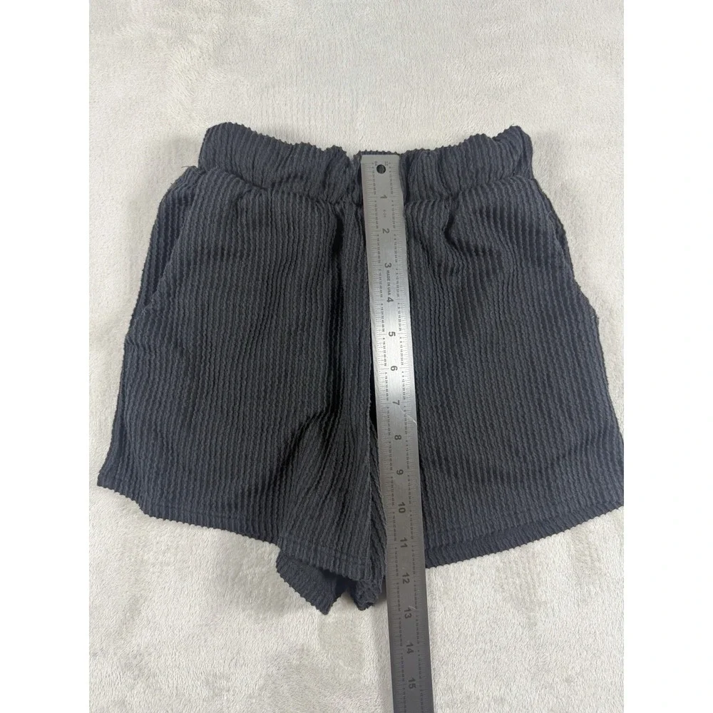 Fashion Nova Ribbed 2 Piece Lounge Set Black Henley Top Boxer Shorts Medium‎